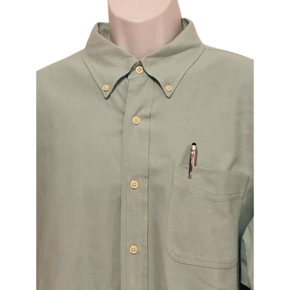 LL Bean Oxford Shirt Mens XL Tall XLT Seafoam Green Button Down Preppy Dad - Picture 3 of 6
